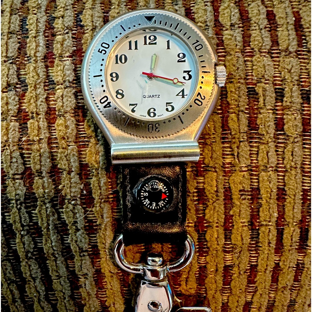 Croton Quartz Clip Watch w/compass